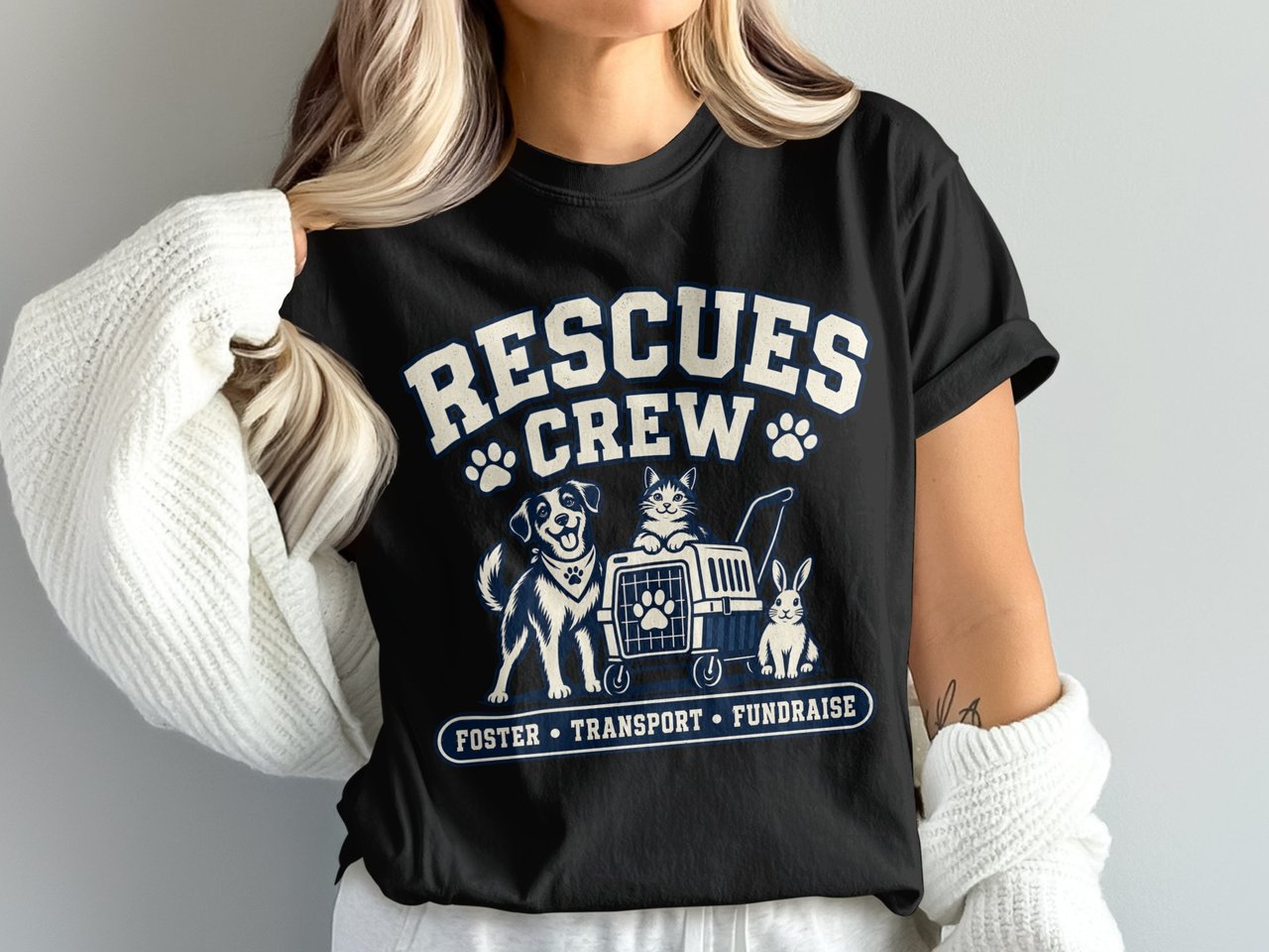 Rescues Crew Foster Transport Fundraise Dog Cat Bunny Animal Shelter Volunteer Standard T Shirts