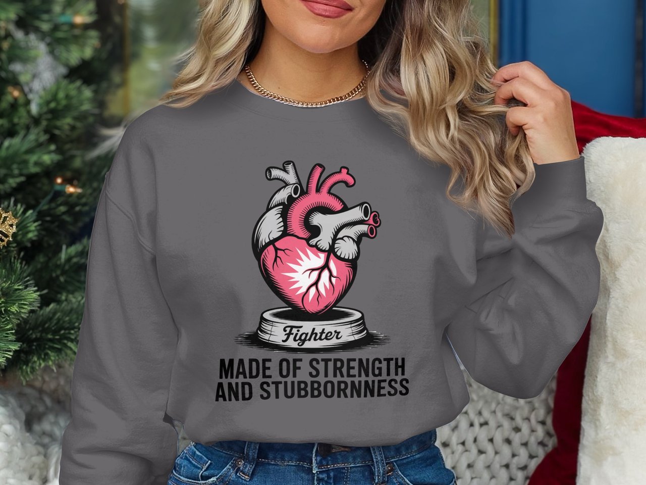 Cancer fighting t-shirt, Anatomical Heart, Strength, Fighter, Made of Strength, Stubbornness, Graphic Tee, Gift for Him, Inspirational T