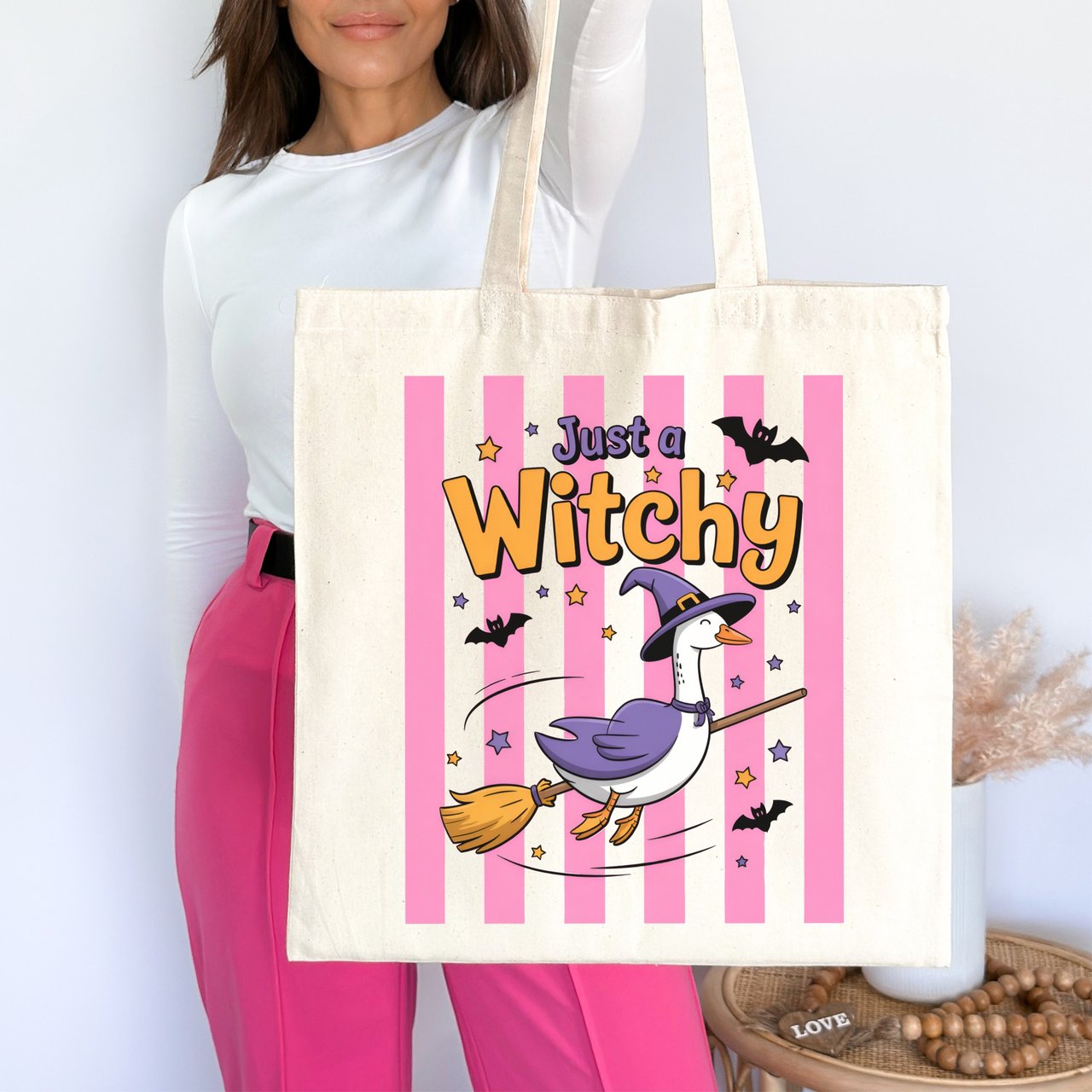 Just a Witchy Goose Tote Bag