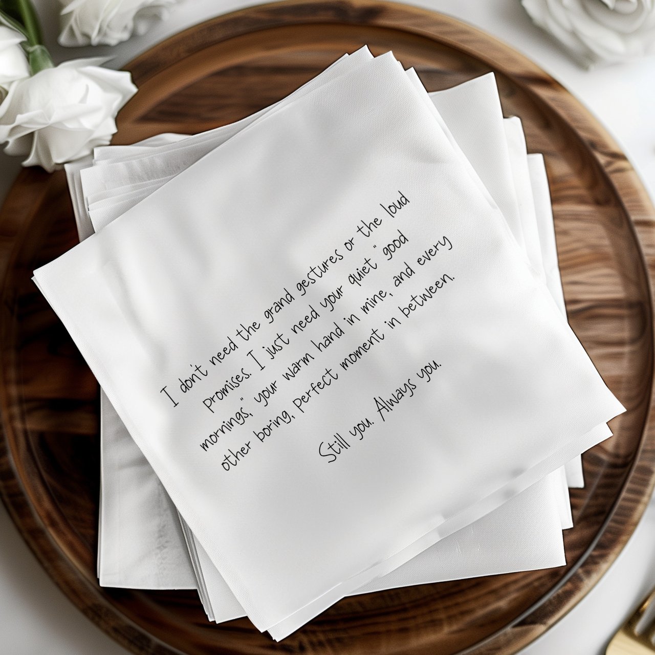 Your Handwritten Note - Romantic Wedding Napkins
