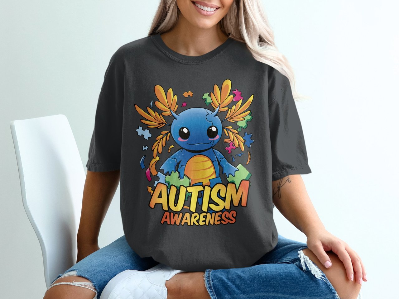 Autism Awareness Axolotl Graphic Tee