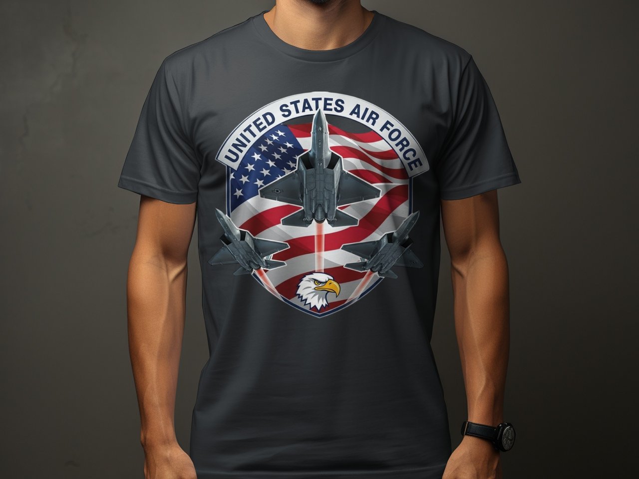 United States Air Force T-Shirt | Patriotic US Air Force F-35 Fighter Jet Tee | American Flag Veteran Aviation Gift Apparel