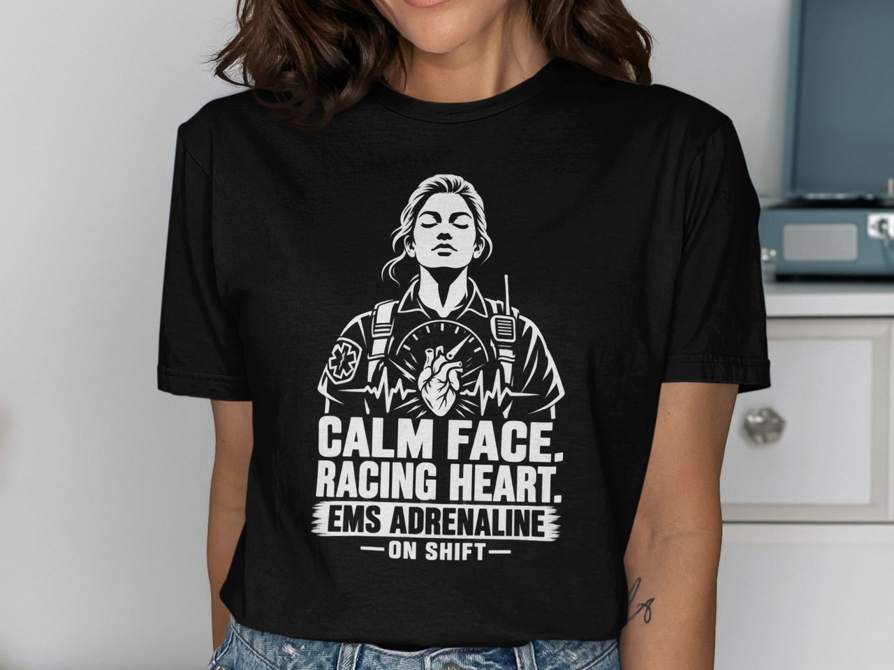 Calm Face Racing Heart EMS Tee