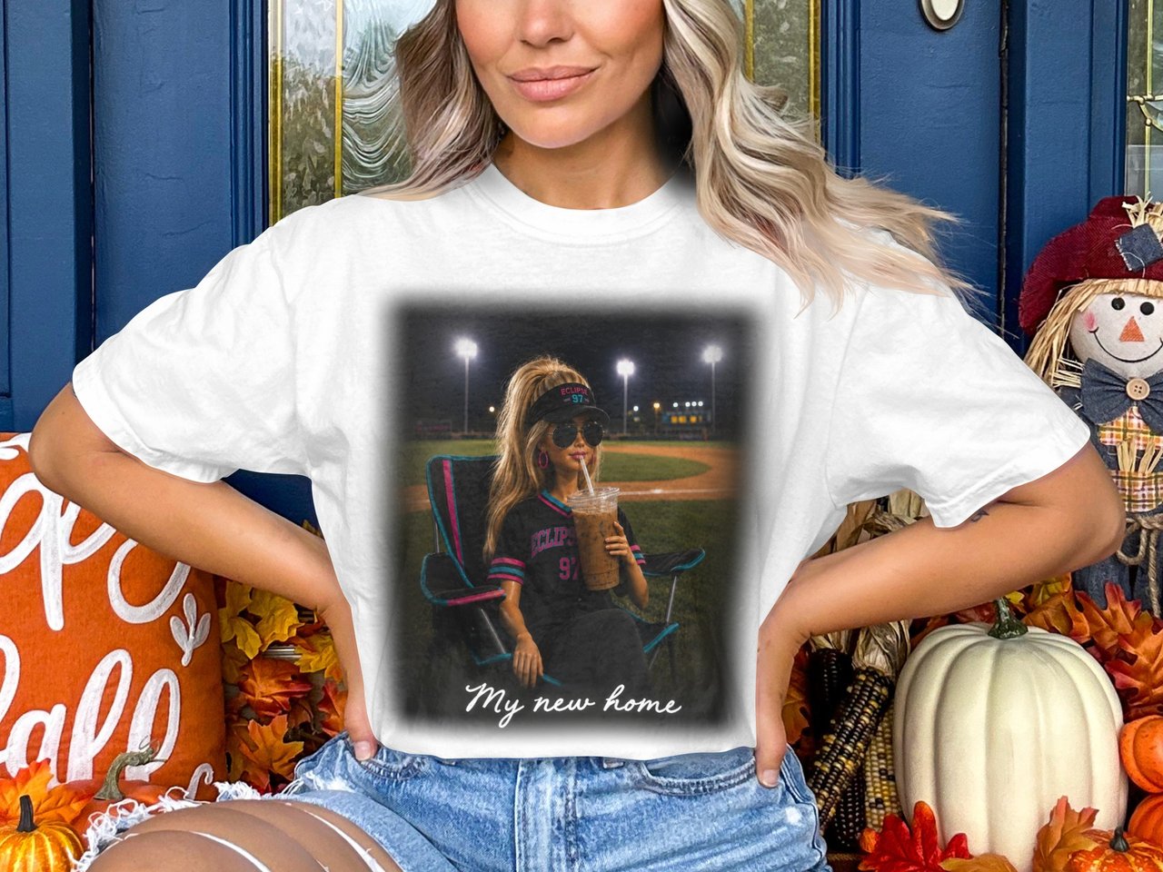 Baseball Mom Iced Coffee T-Shirt, Eclipse 97 Game Day Tee, Y2K Softball Fan Shirt Gift for Her