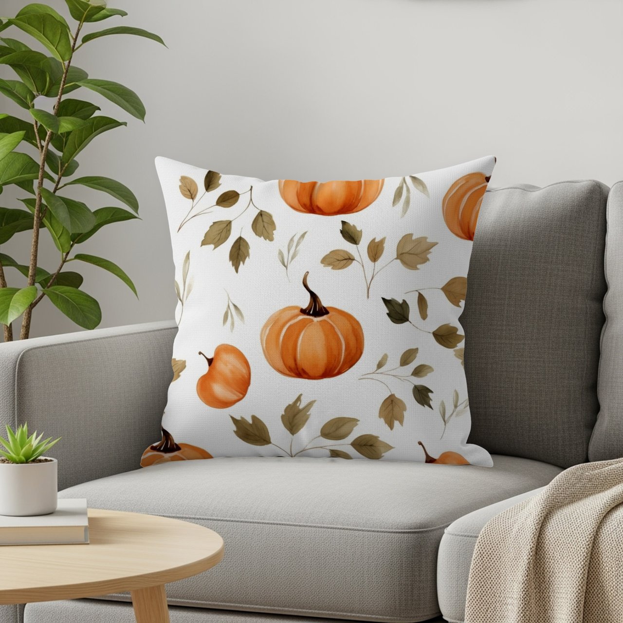 Pumpkin Blanket, Pumpkin Pillow, Fall Decor, Autumn Leaves, Thanksgiving Decor, Watercolor Pumpkins, Seasonal Throw Blanket, Accent Pillow