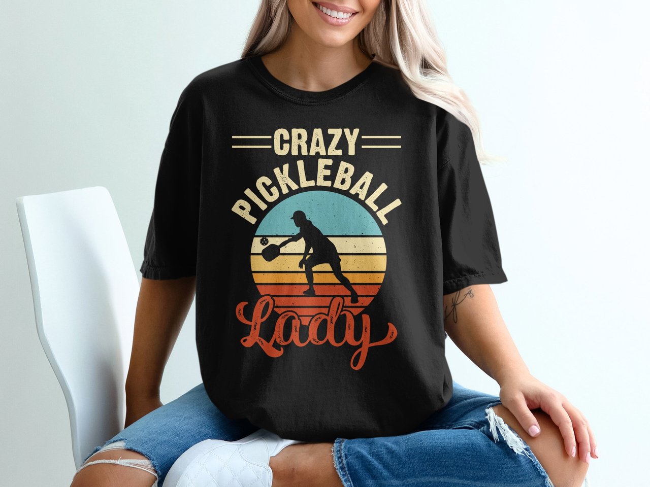 Pickleball Comfort Colors Shirt, Crazy Pickleball Lady, Vintage Graphic Tee