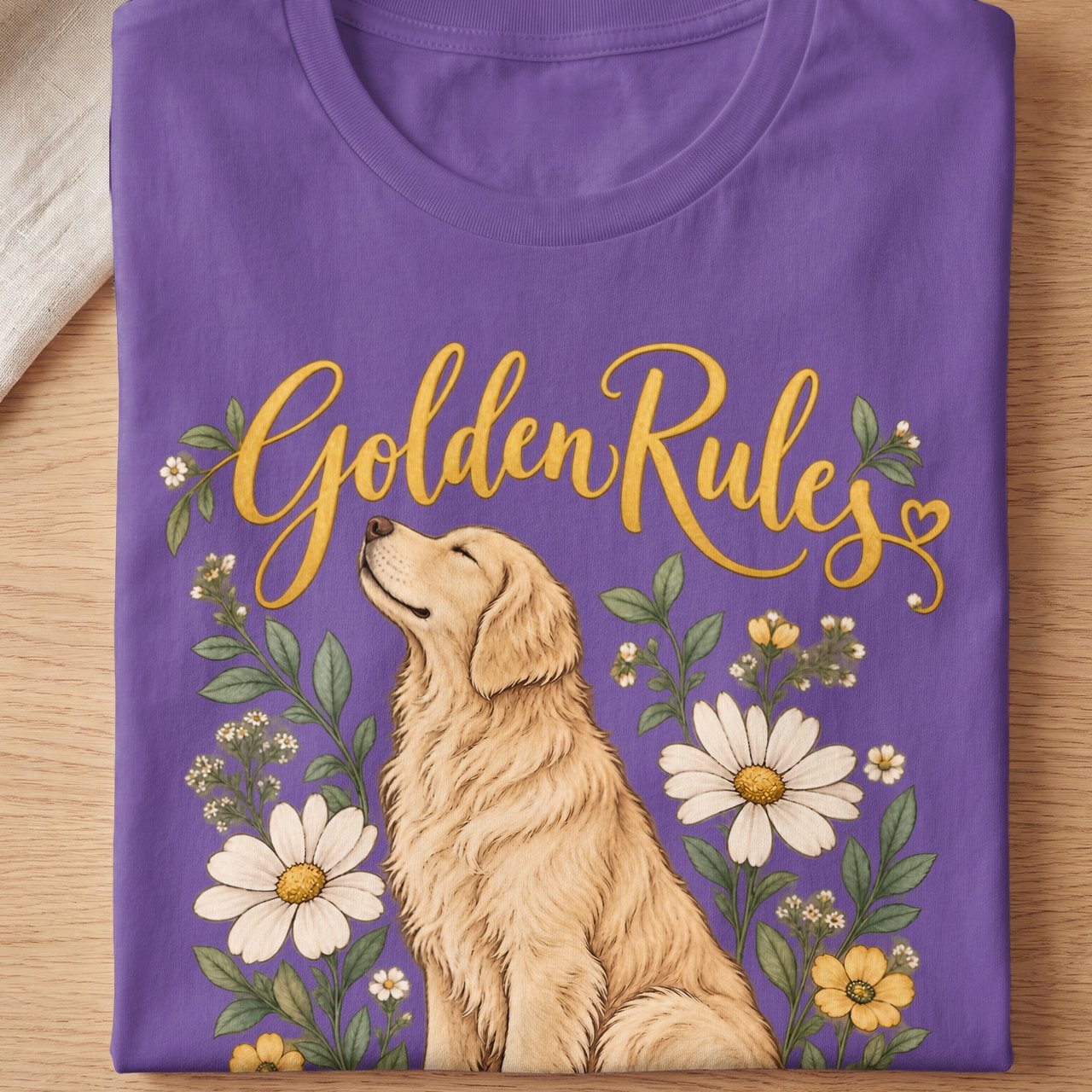 Golden Rules Golden Retriever Tee