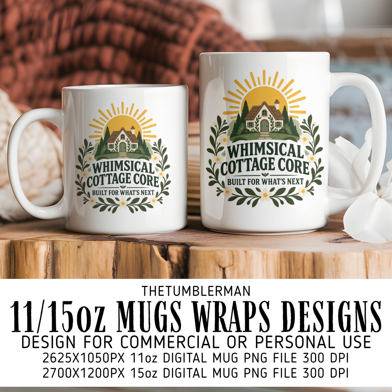 Whimsical Cottage Core Digital Mug Wrap