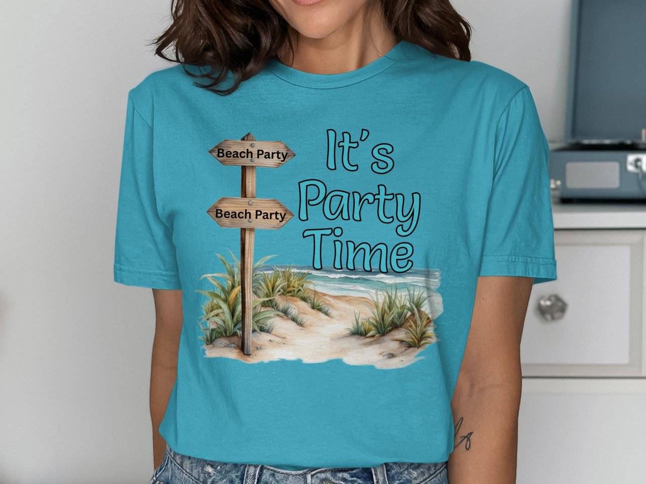 Beach Party T-Shirt, Coastal Summer Vacation Tee, Ocean Waves Design