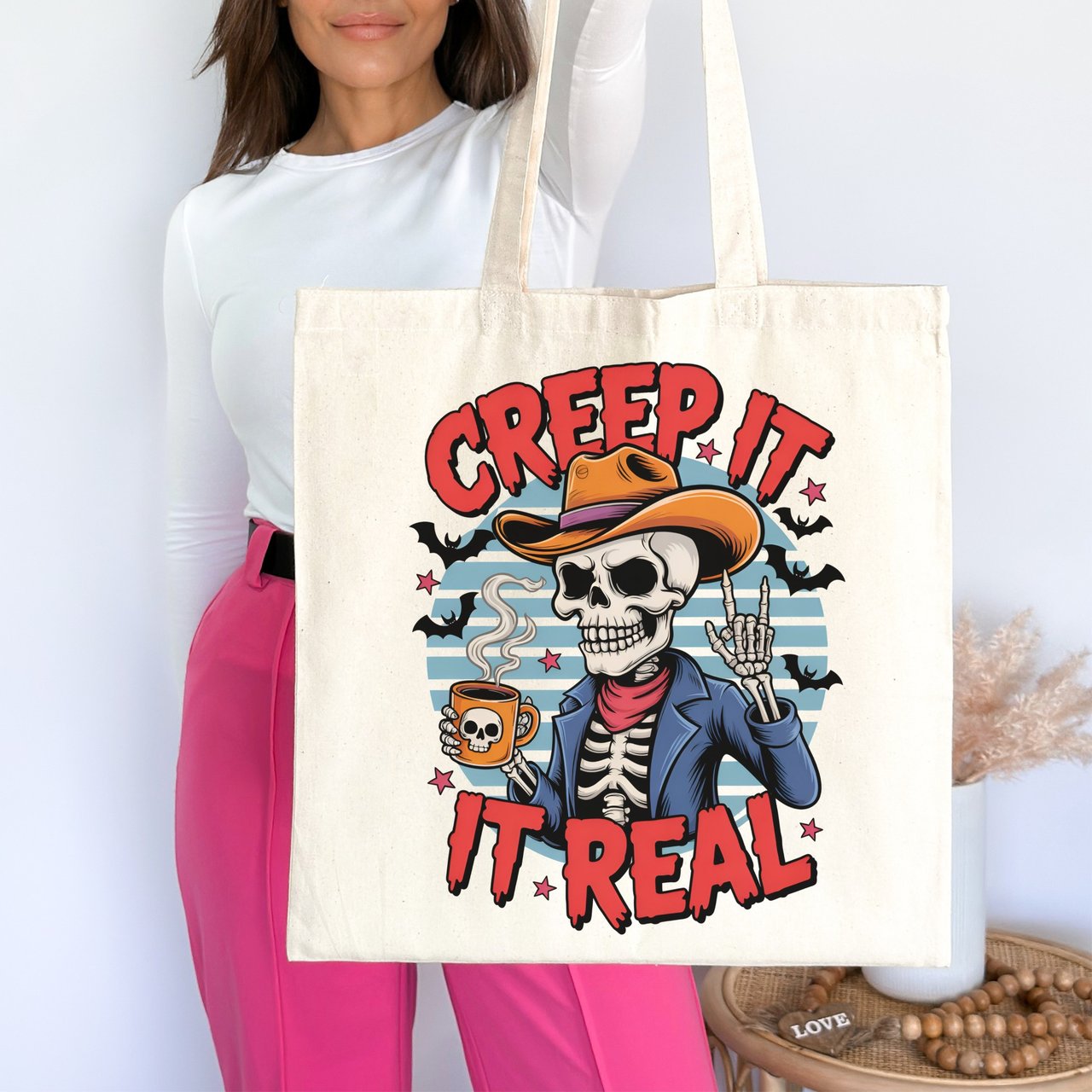 Creep It Real Skeleton Tote Bag