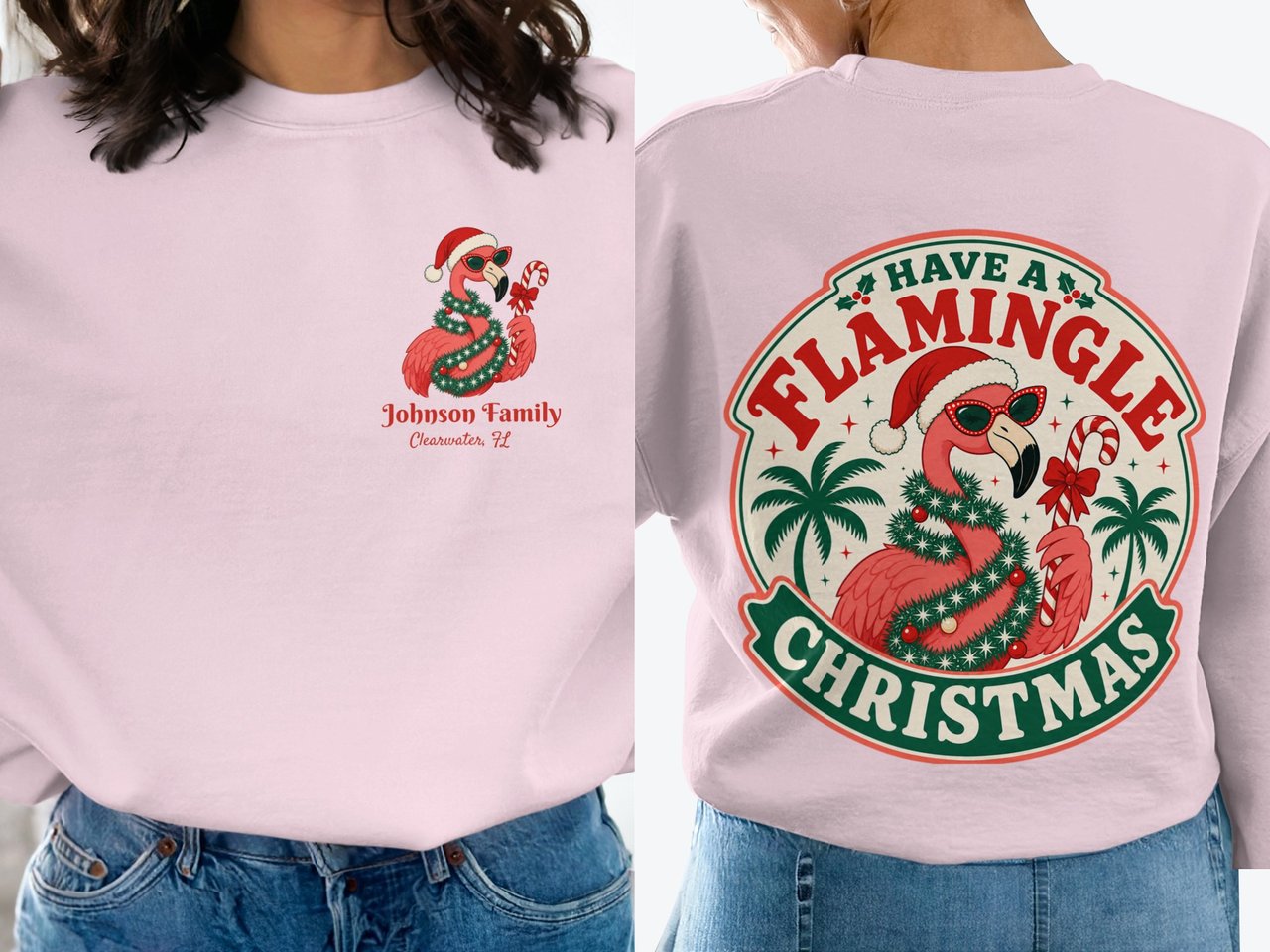 Personalized Flamingle Christmas Sweatshirt