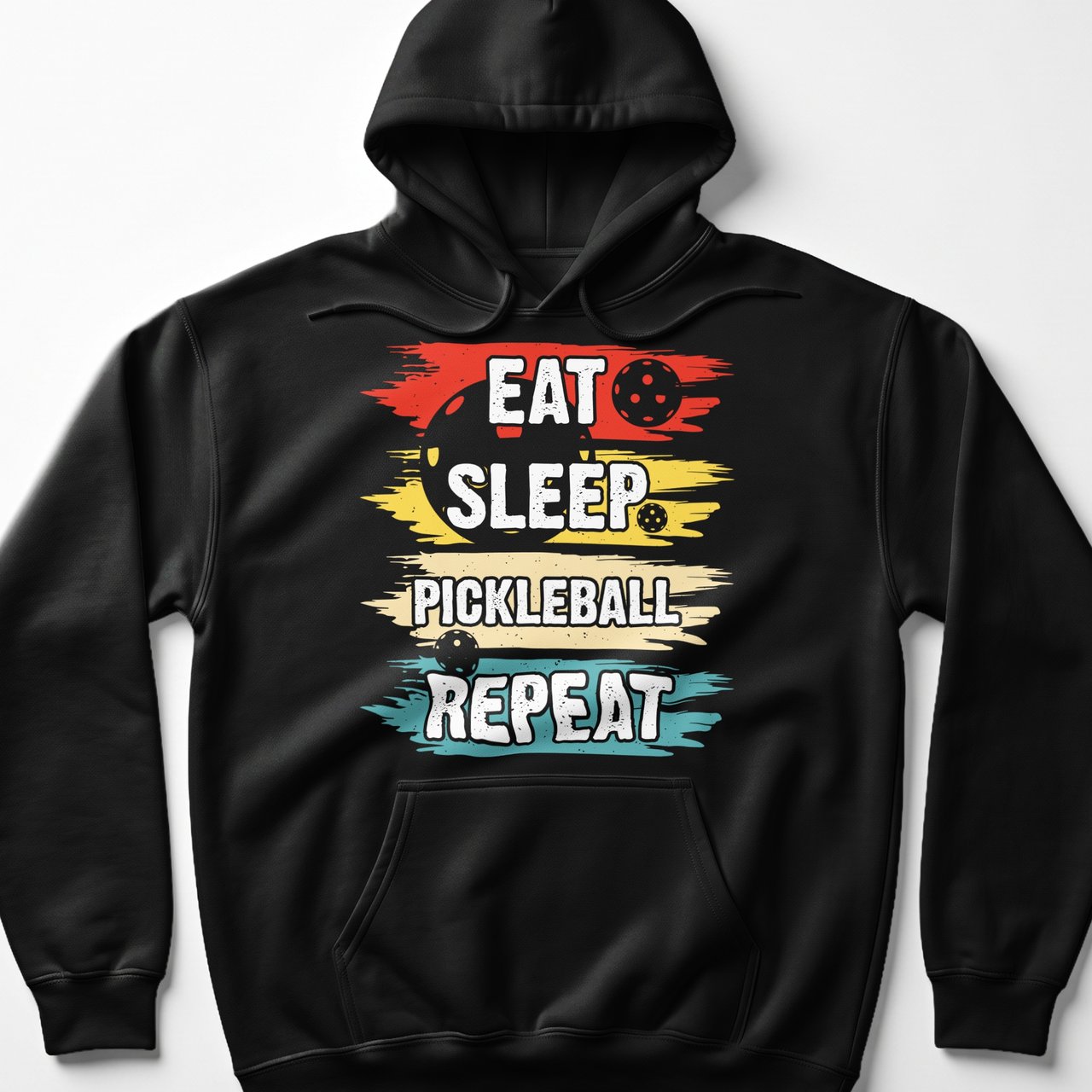 Pickleball Gildan Fleece Hoodie, Eat Sleep Pickleball Repeat, Retro Athletic Sportswear Court Pullover
