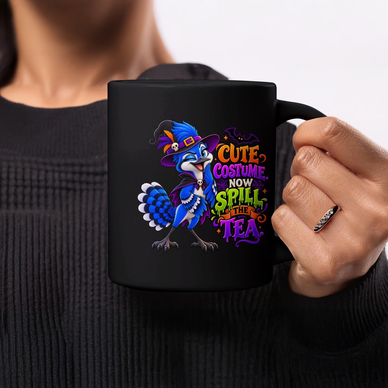 Spill The Tea Blue Jay Halloween Mug
