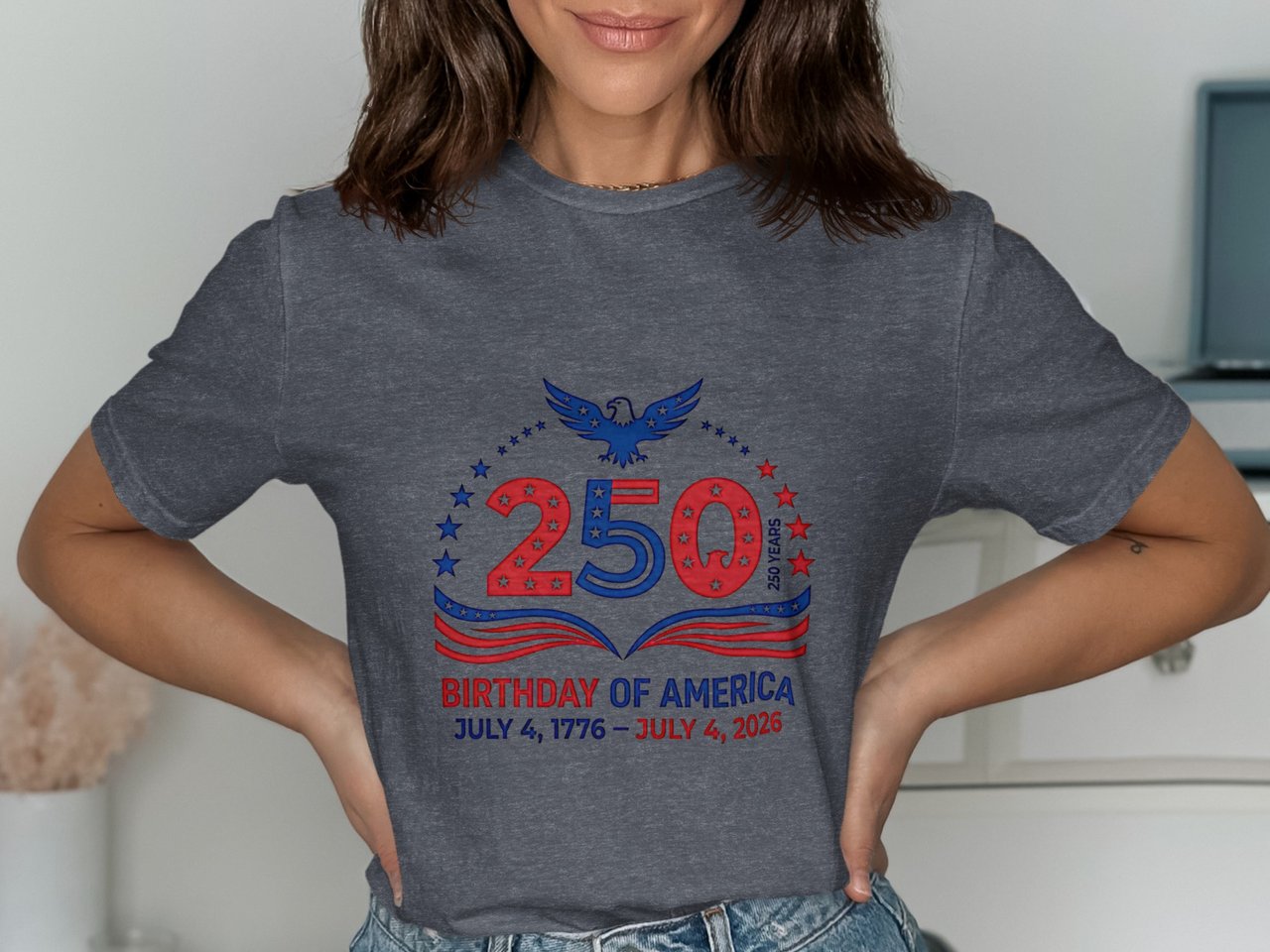250th Birthday of America T-Shirt, Patriotic July 4th 2026 Celebration Tee, American Bicentennial Quarterennial Commemorative Shirt