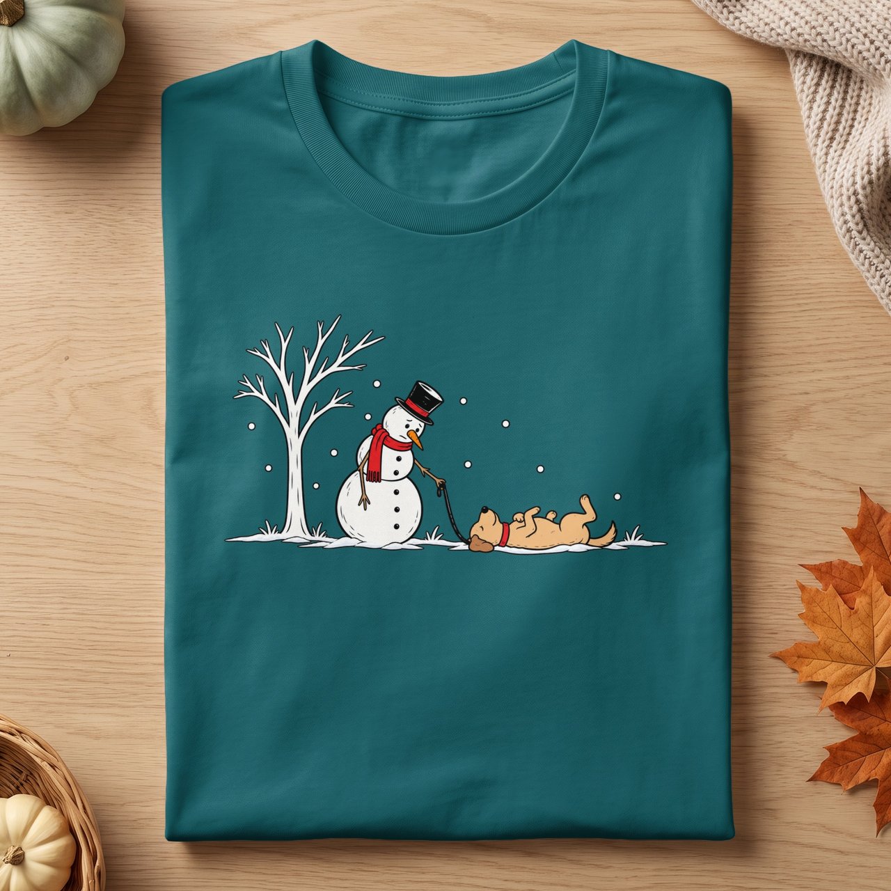 Snowman Walking Stubborn Dog Tee