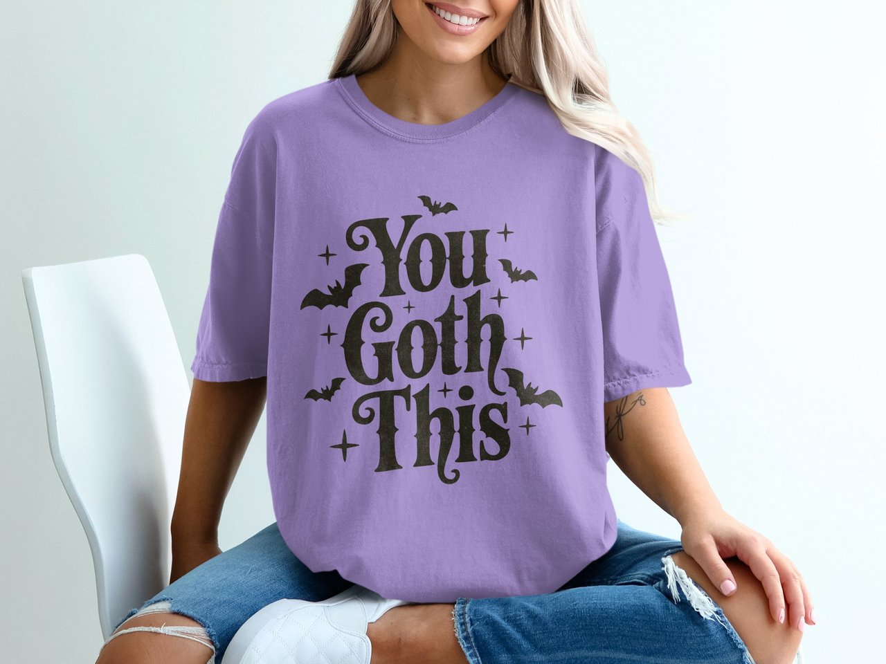 You Goth This T-Shirt, Spooky Bat Halloween Sweatshirt, Gothic Empowerment Quote Top, Funny Pun Creepy Cute, Dark Aesthetic Gift