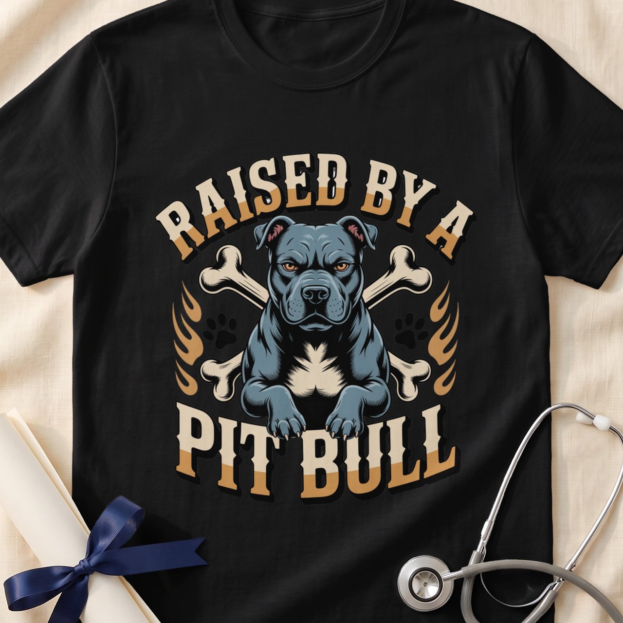 Raised By A Pit Bull Tee | Pit Bull Lover Shirt | Pittie Shirt | Bully Breed Apparel