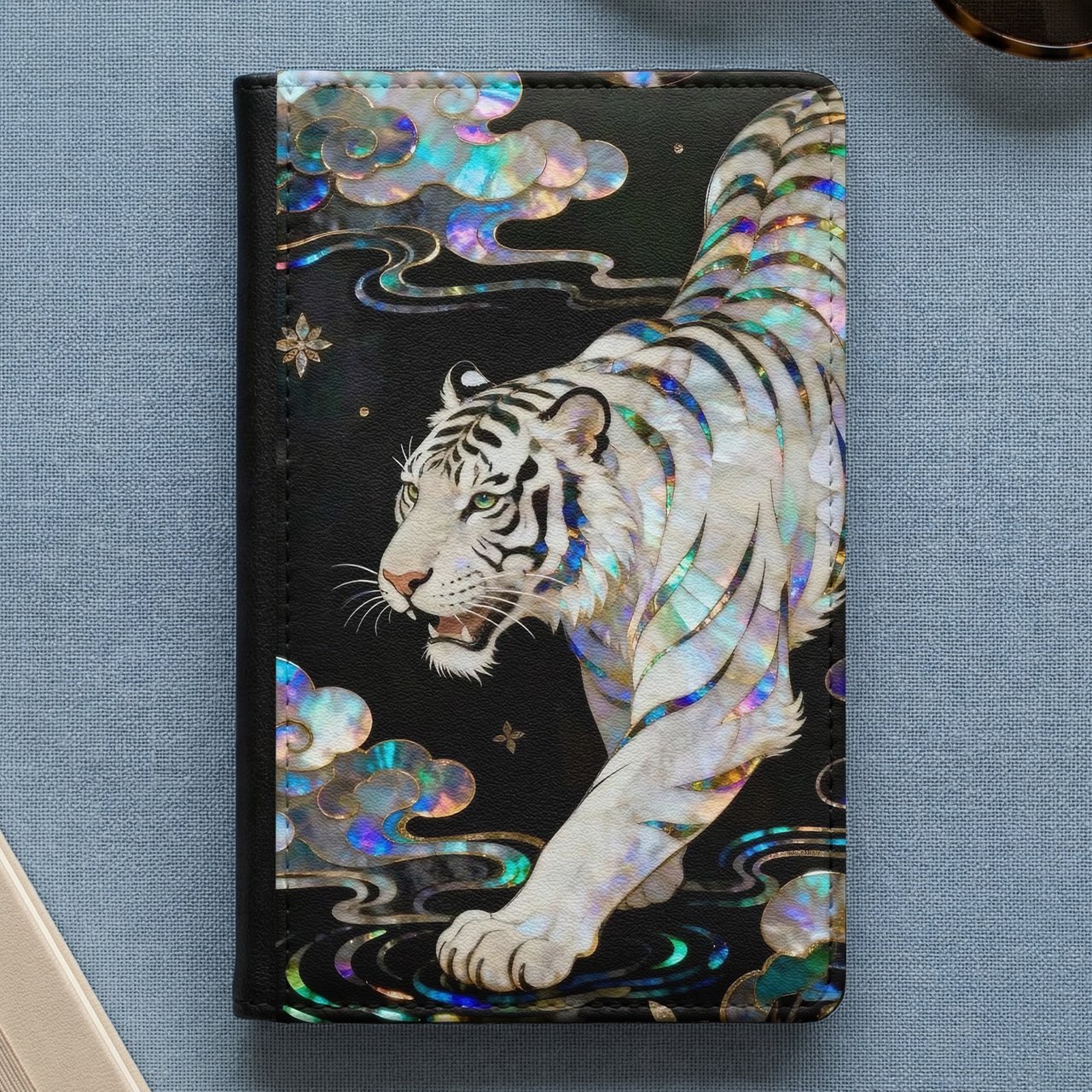 Iridescent White Tiger Passport Cover