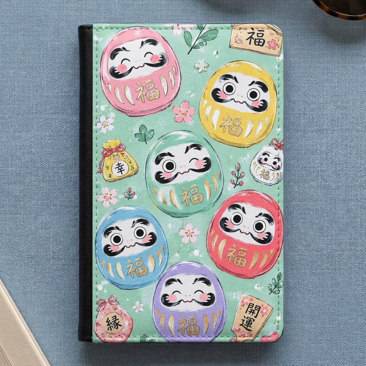 Lucky Daruma Passport Cover