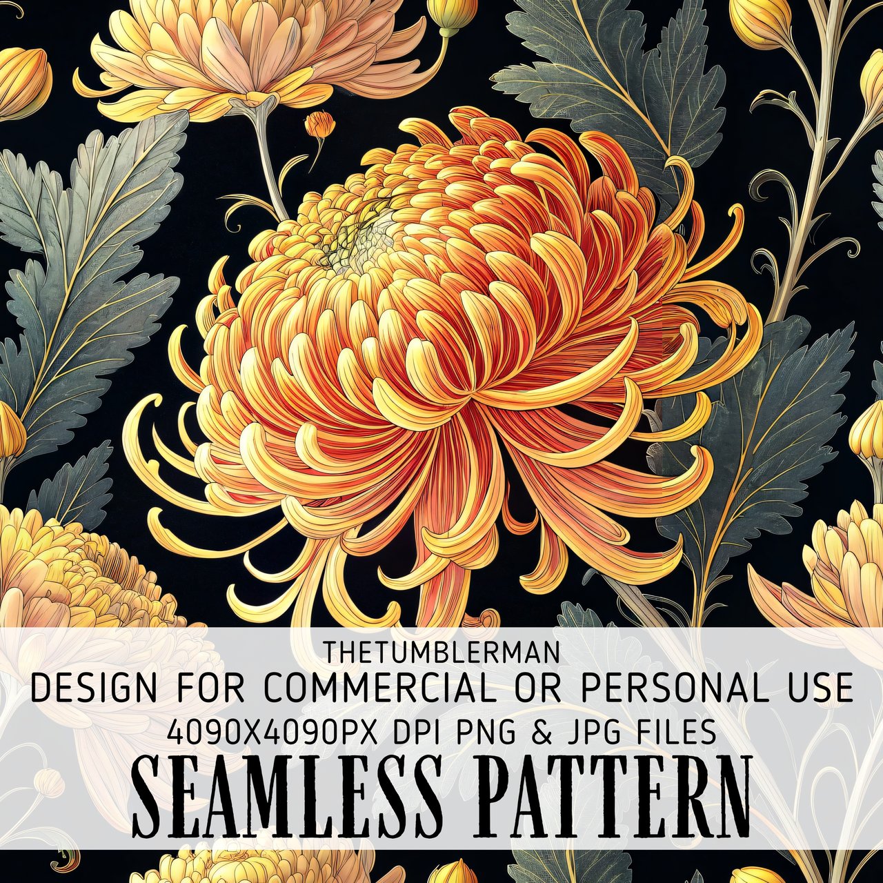 Floral Tumbler Design, Chrysanthemum Flowers, Digital Paper, Junk Journal, Printable PNG, Watercolor Background, Scrapbooking