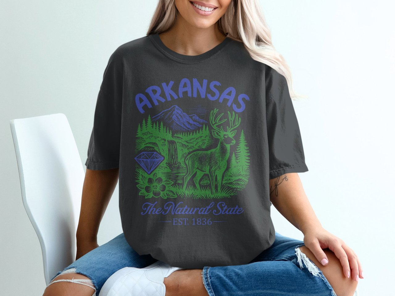 Arkansas The Natural State Vintage Graphic Tee