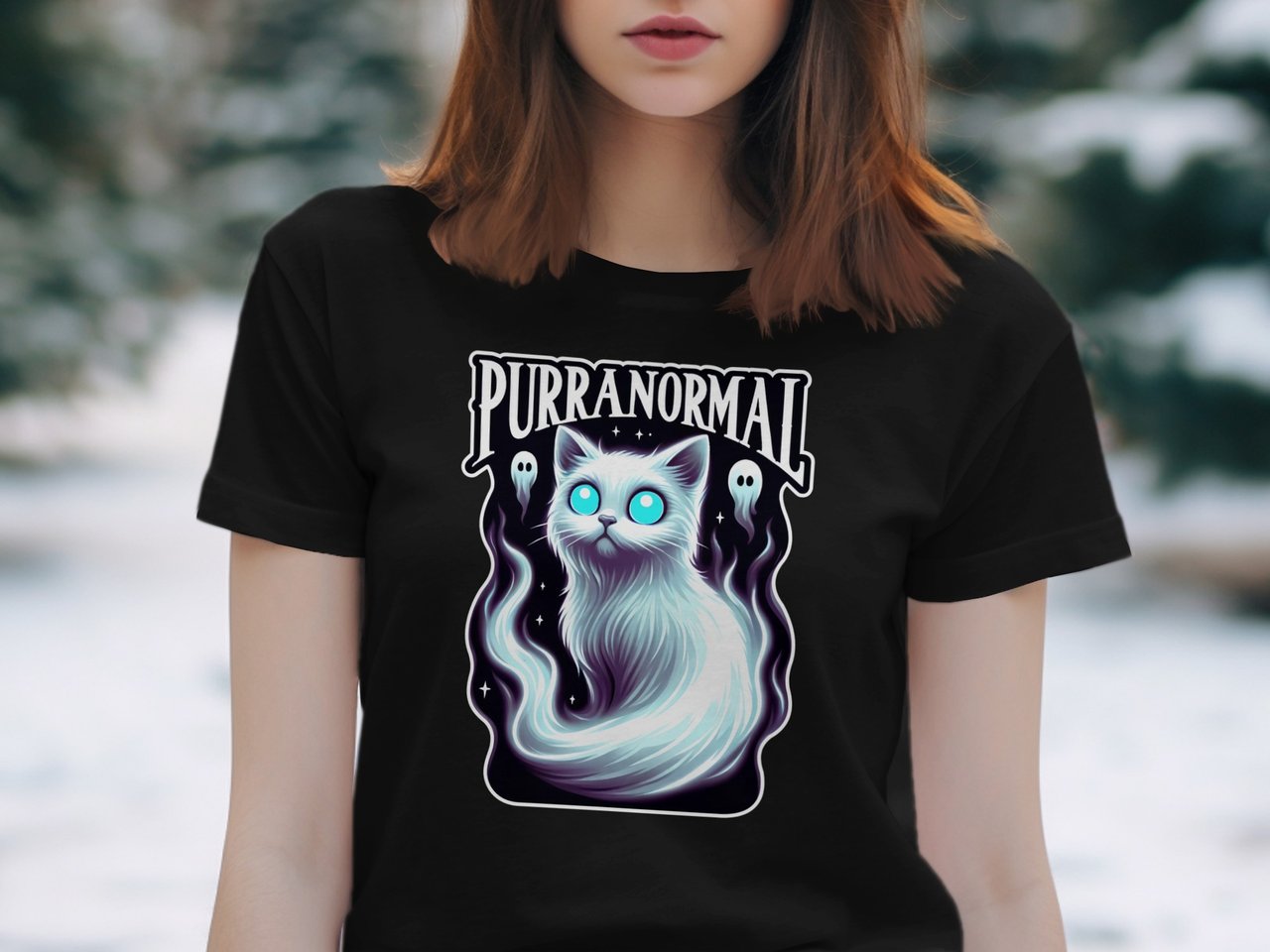 Purranormal Cat Ghost T-Shirt, Cute Cat Lover Gift, Halloween Cat Tee, Paranormal Themed Shirt, Spooky Cat Graphic Tee