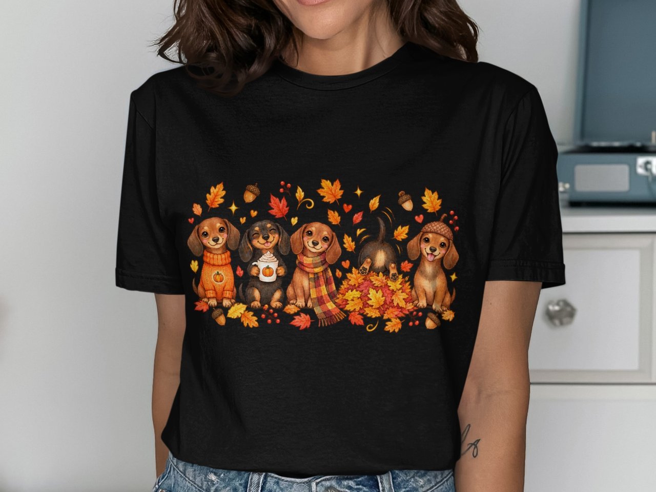Cozy Fall Dachshunds Tee
