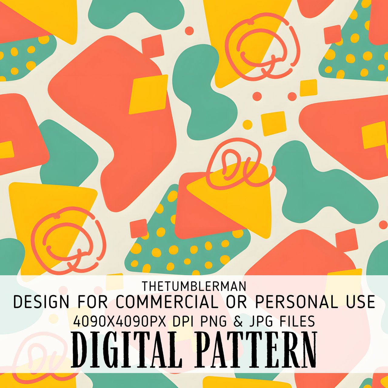 Digital Bundle Pattern, Abstract Shapes Digital Paper, Colorful Seamless Pattern, Digital Fabric Design, Fun Geometric Art, Retro Print
