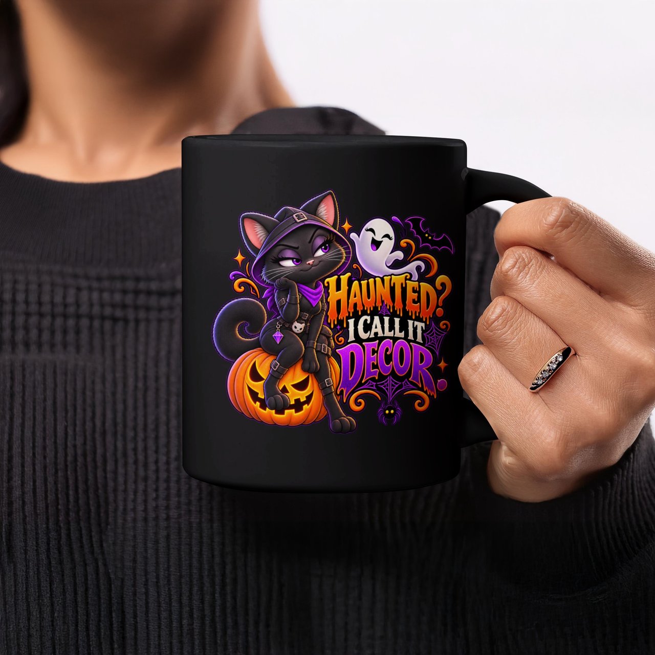 Haunted I Call It Decor Cat Mug
