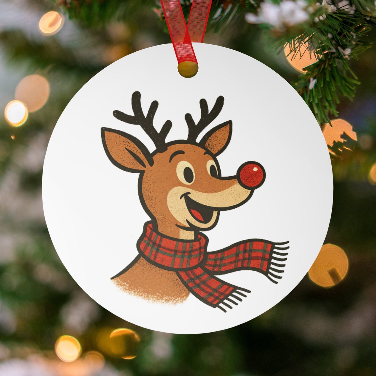 Retro Christmas Reindeer Ornament
