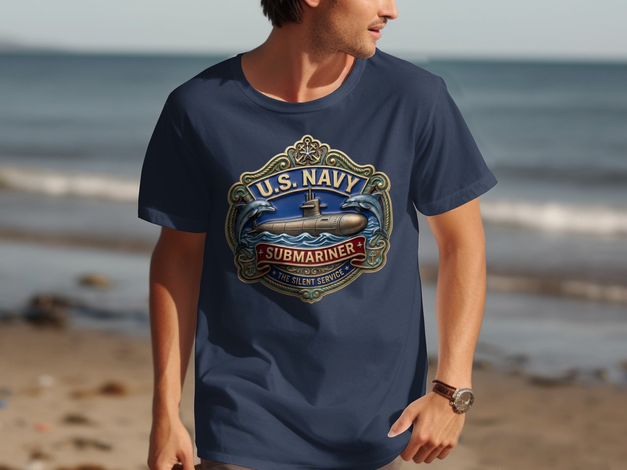 US Navy Submariner T-Shirt | Silent Service Military Veteran Gift Tee | Patriotic Naval Submarine Crewneck Apparel for Him