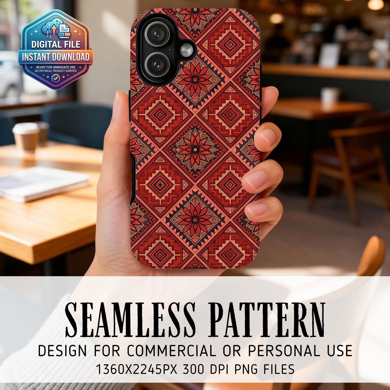Tribal Floral Mosaic Digital Download