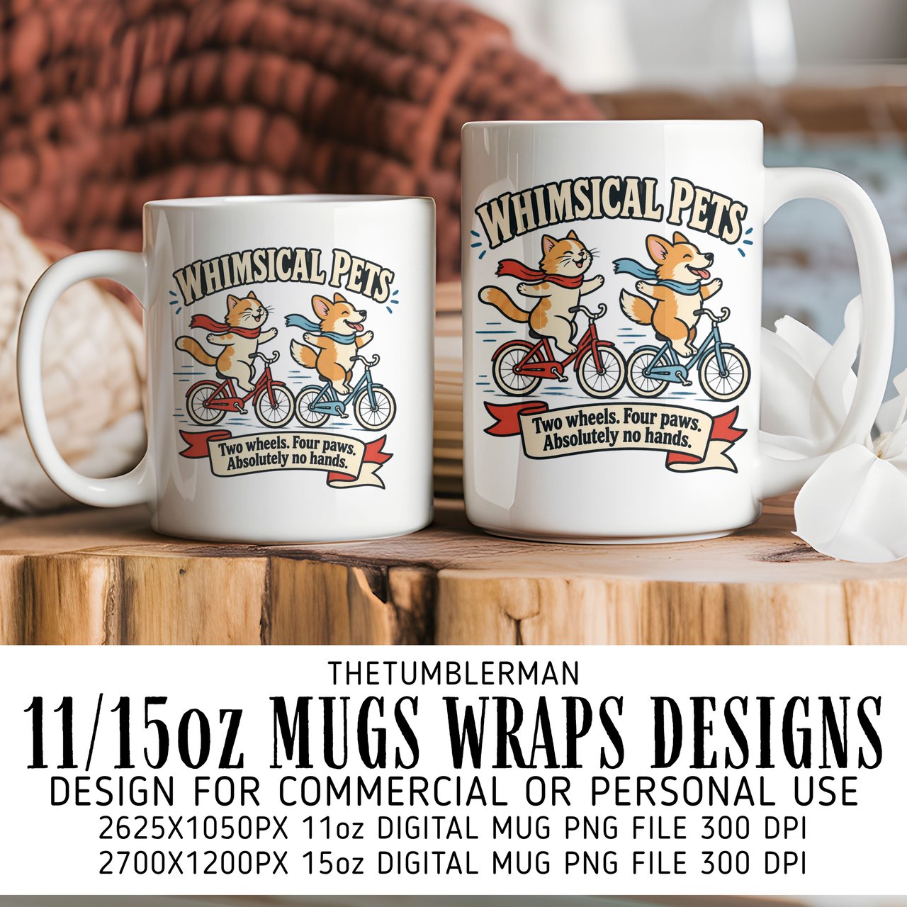 Whimsical Pets Digital Mug Wrap