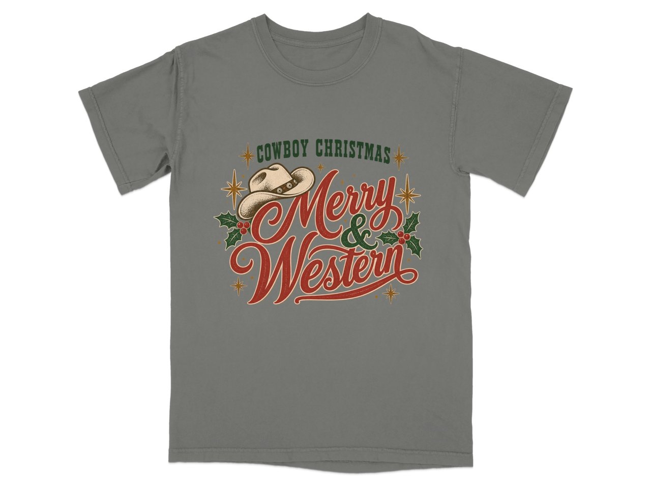 Merry and Western Cowboy Christmas Tee