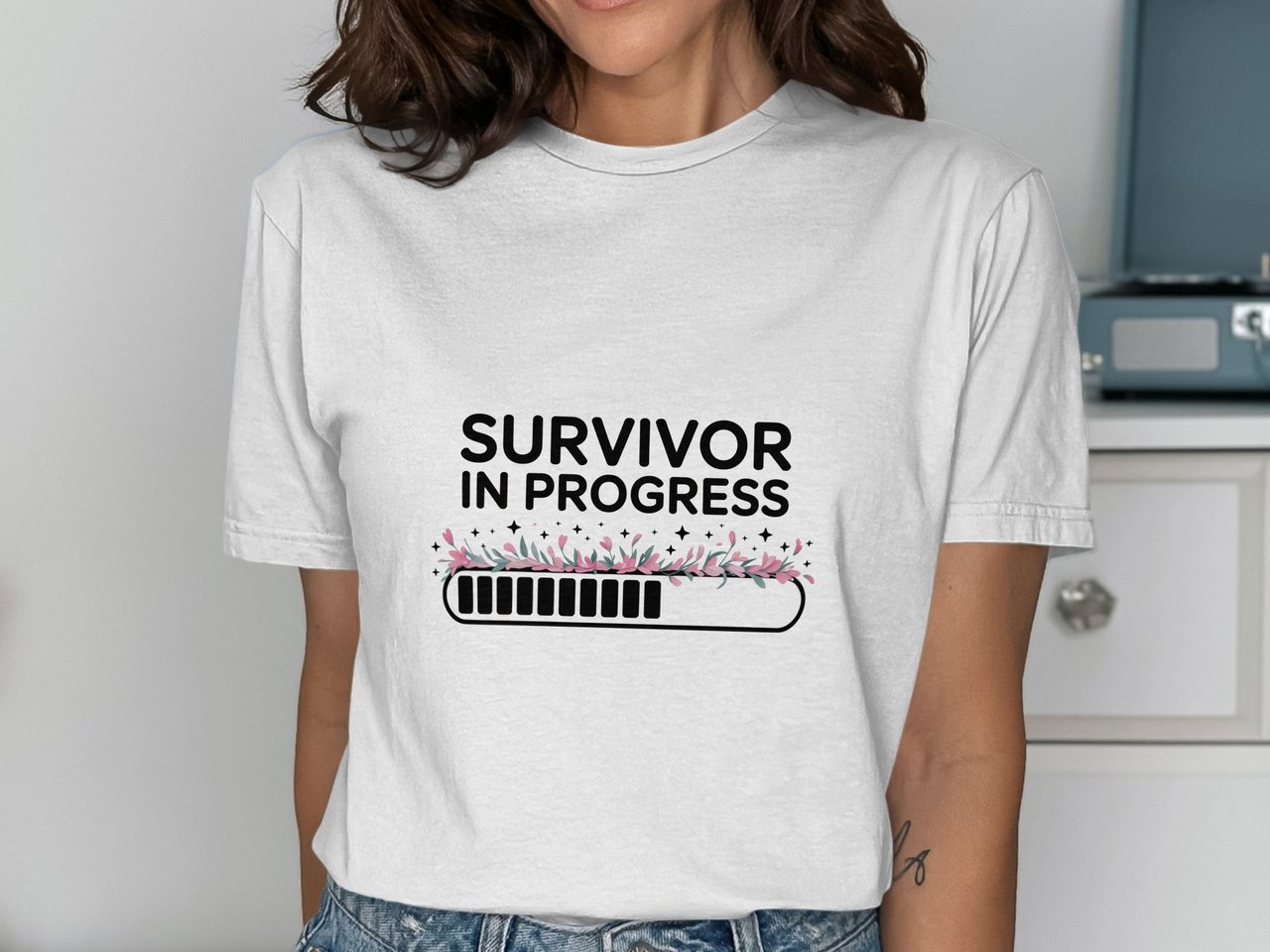 Cancer fighting t-shirt, Survivor In Progress T Shirt, Floral Cancer Awareness Tee, Chemo Gift, Warrior TShirt, Cancer Support Tee, Hope T