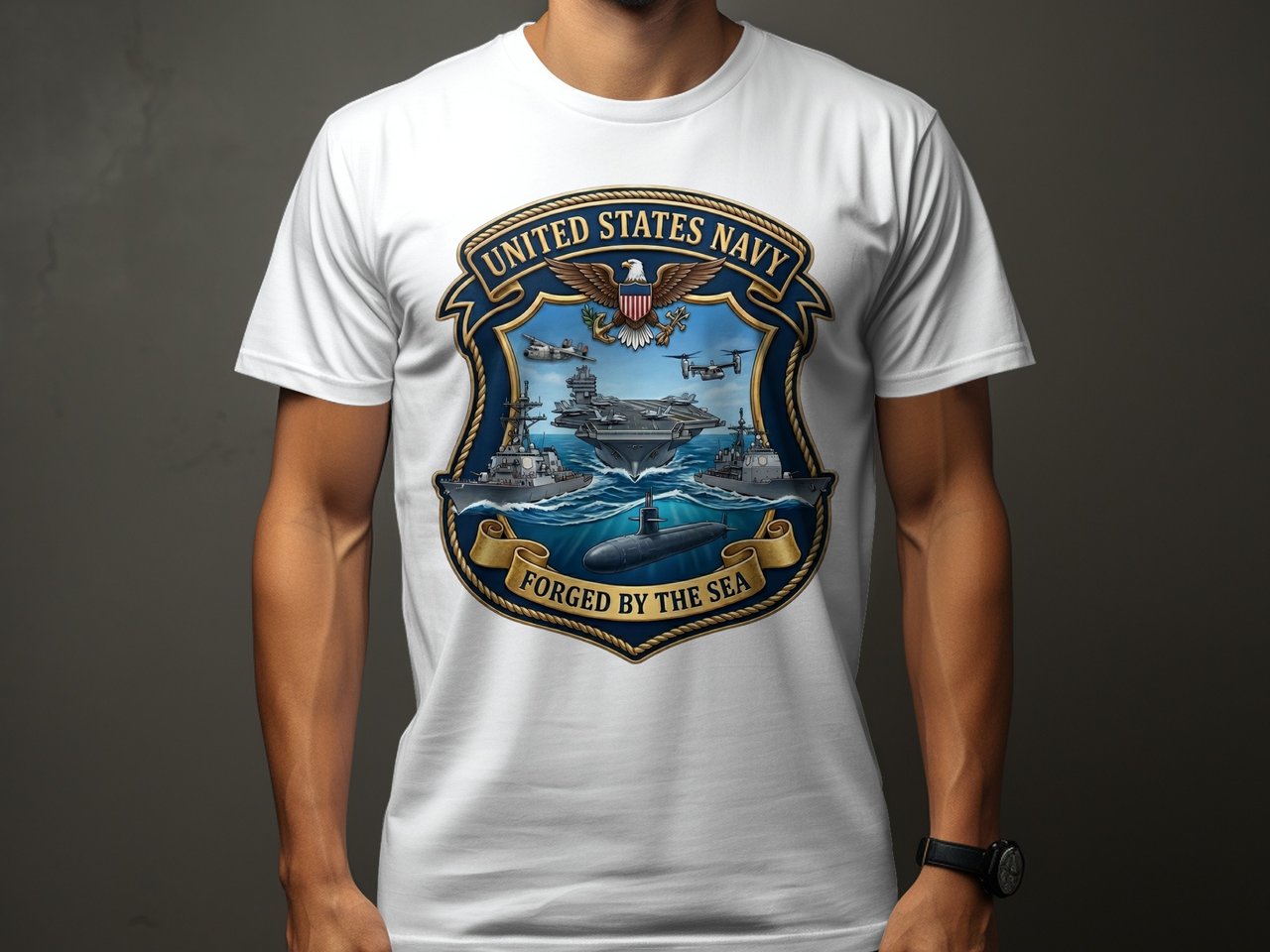 United States Navy Forged By The Sea T-Shirt | US Navy Veteran Shirt | Patriotic Military Gift Tee | Naval Pride Apparel