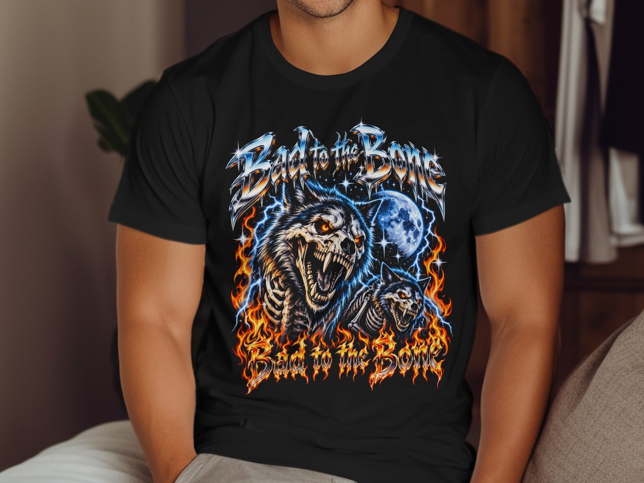 Bad to the Bone Wolf Tee or Sweatshirt