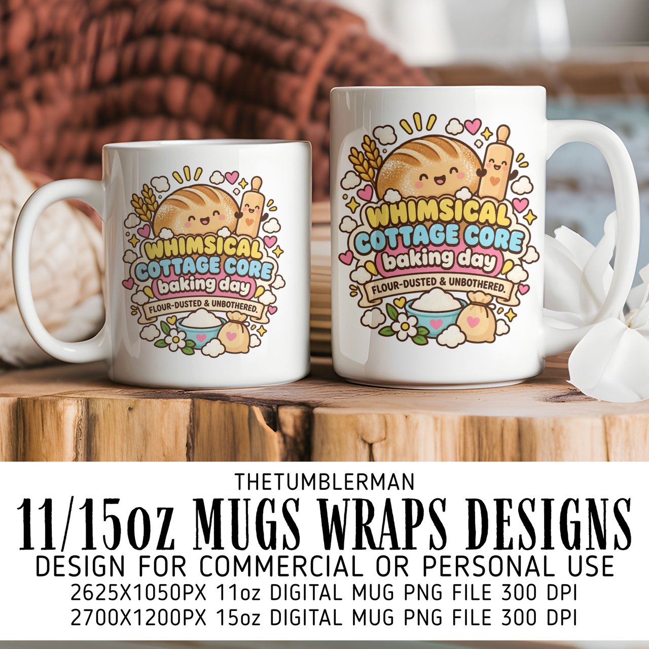 Cottagecore Baking Day Digital Mug Wrap