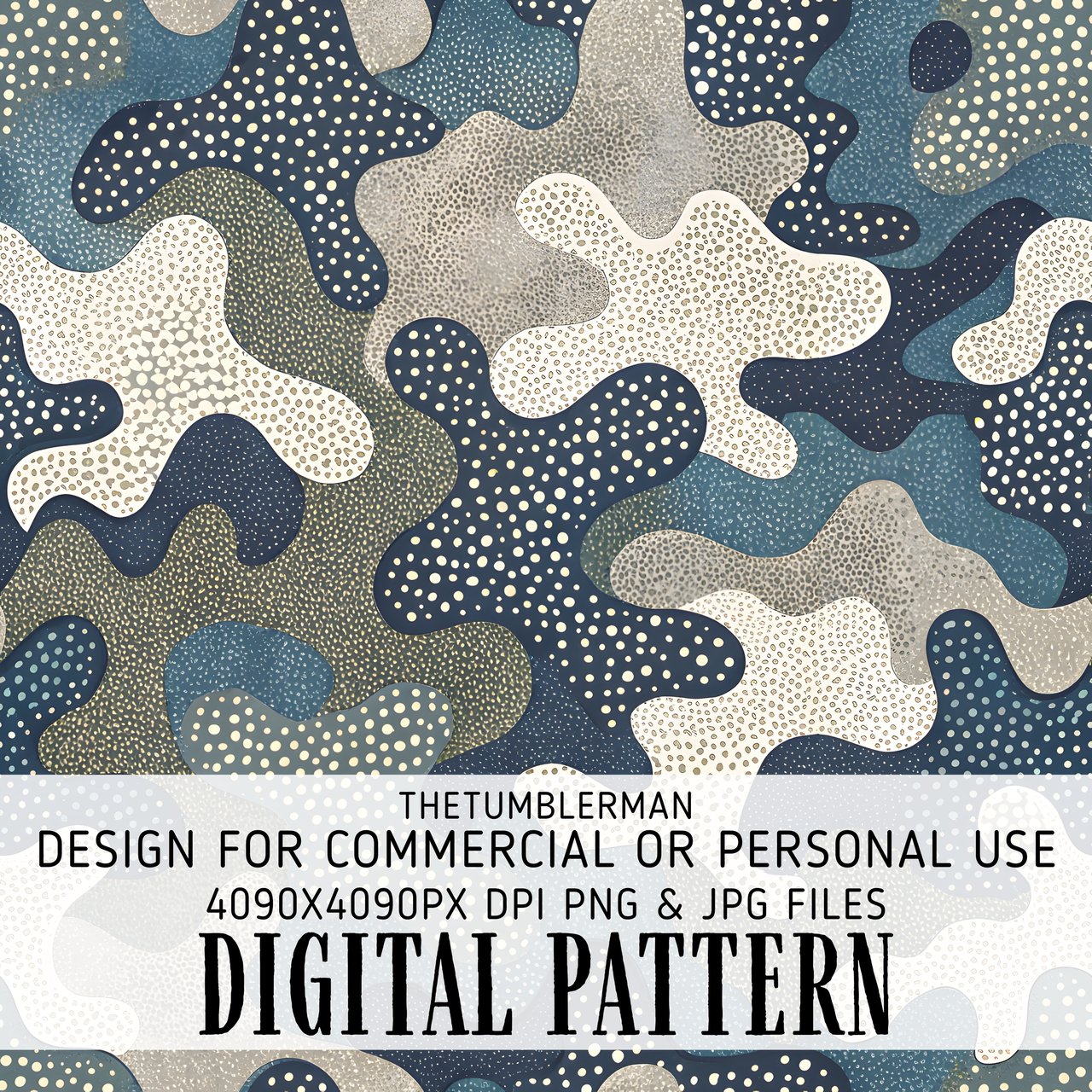 Abstract Digital Pattern Bundle, Dots Navy Blue, Seamless Repeat Pattern, Fabric Design, Commercial Use, Digital Paper, Print on Demand