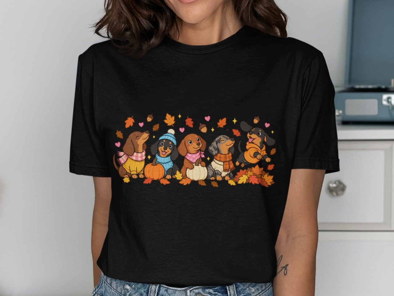 Cozy Fall Dachshunds Tee