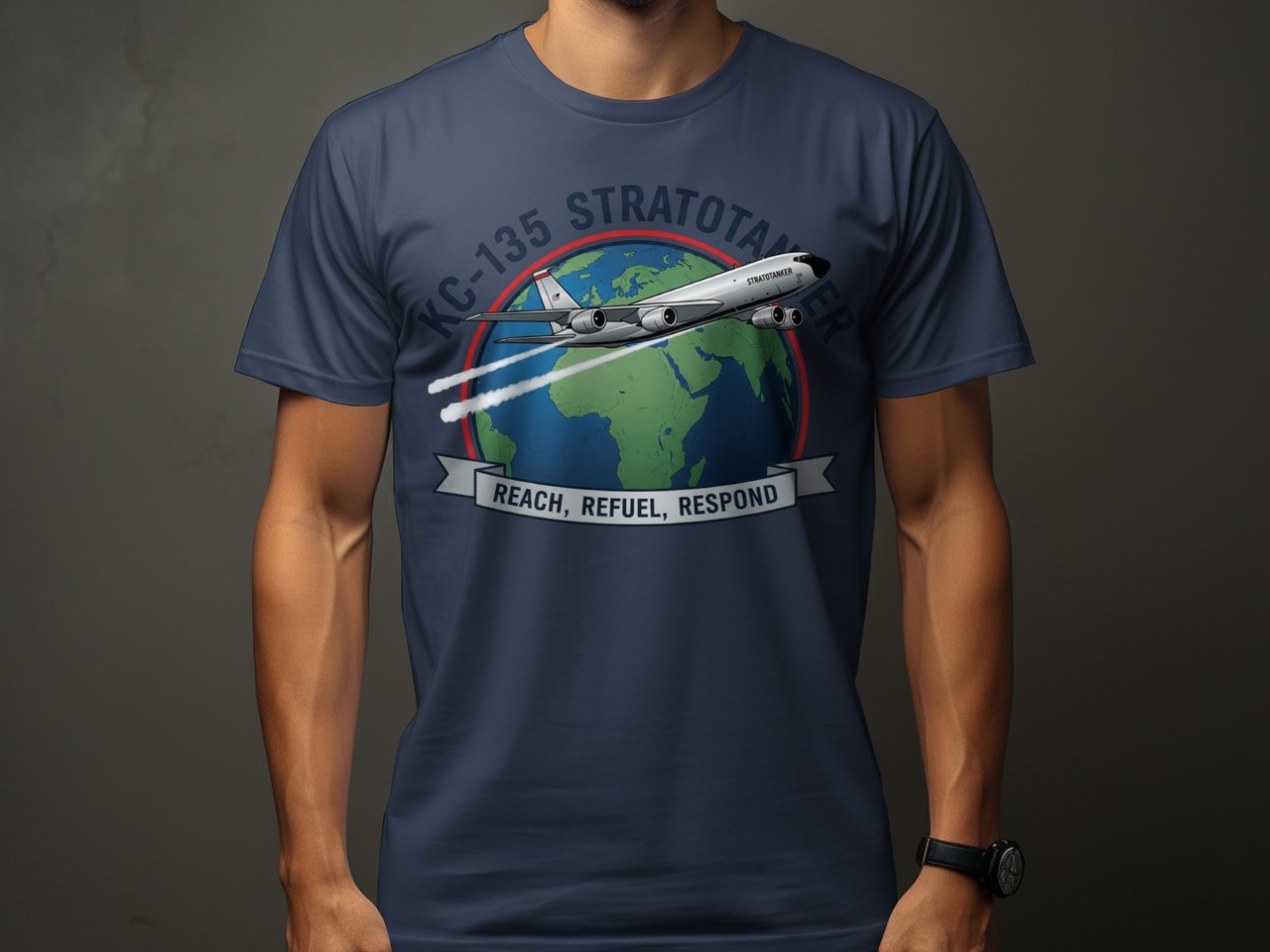 KC-135 Stratotanker T-Shirt Military Aviation Graphic Tee Air Force Pilot Crew Gift Reach Refuel Respond Airplane Graphic Shirt