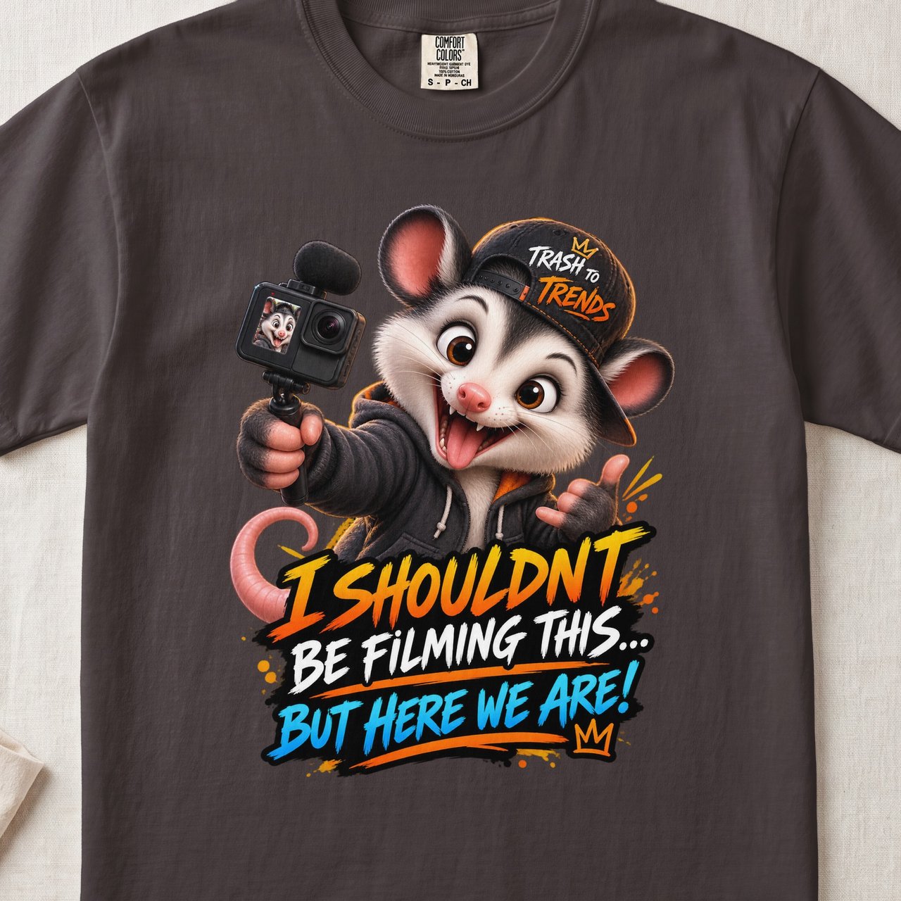 Parker the Possum Filming This Tee