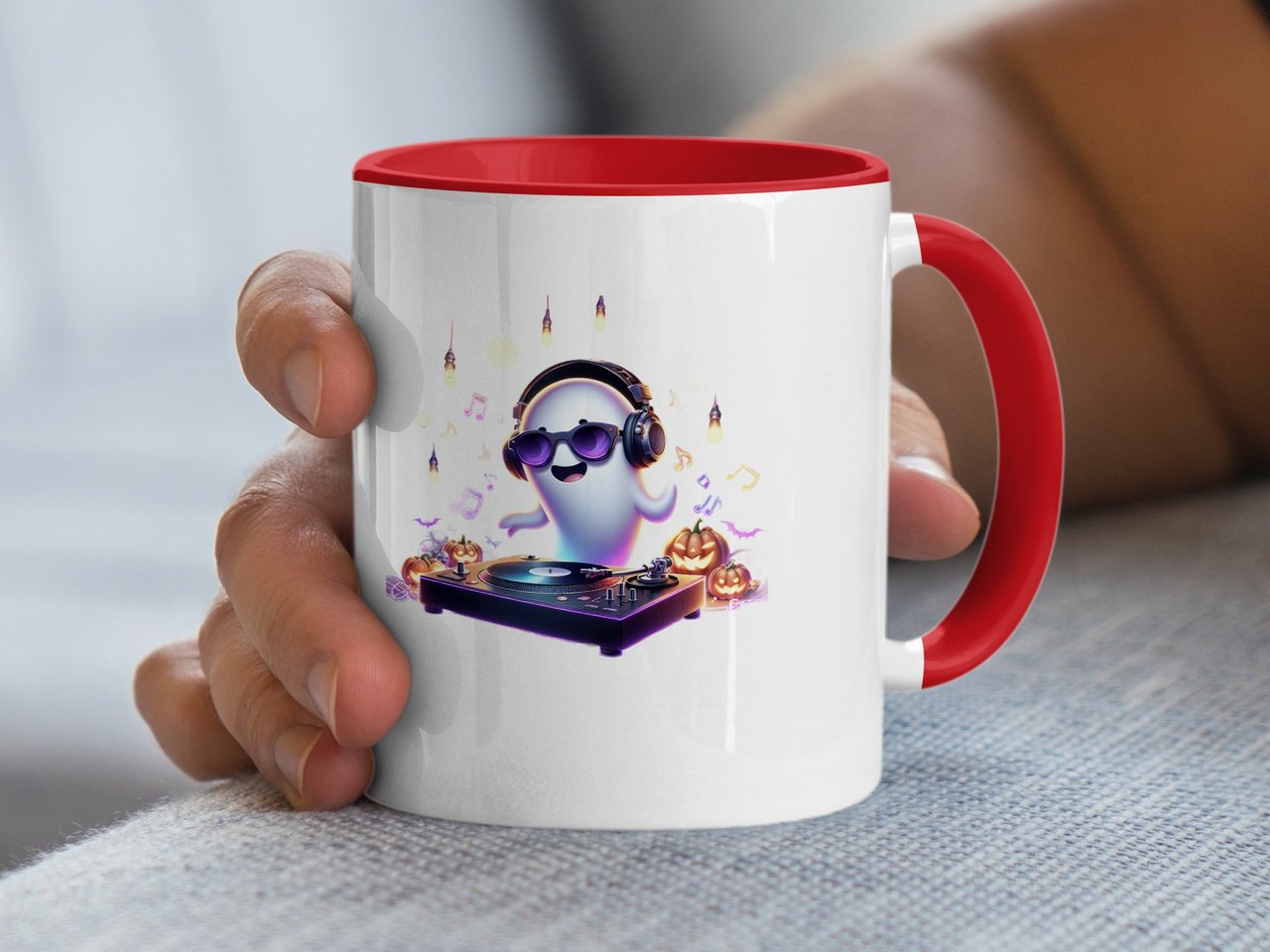 Halloween Mug, Ghost DJ, Spooky Season Gift, Music Lover, Party Boo, Fun Design, Holiday Decor, Coffee Mug, Tea Mug, Cute Ghost, Gift Idea