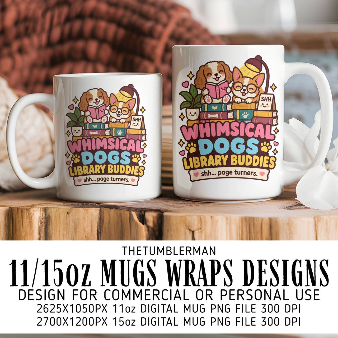 Whimsical Dogs Library Mug Wrap