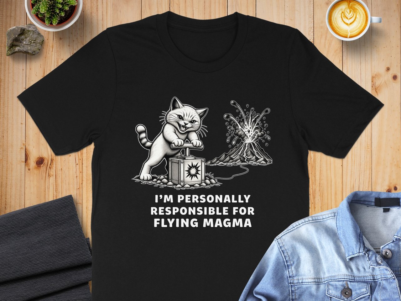 Responsible For Flying Magma Absurd Cat Tee