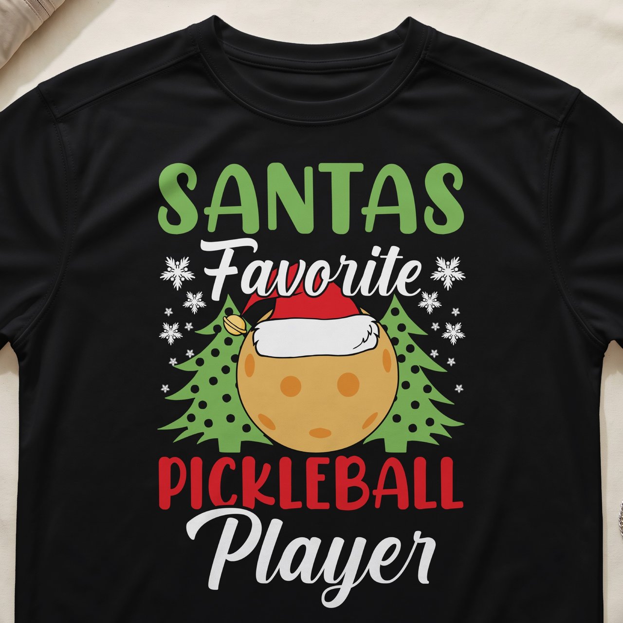 Pickleball Sport-Tek Performance Tee, Santas Favorite Pickleball Player, Festive Holiday Court Apparel