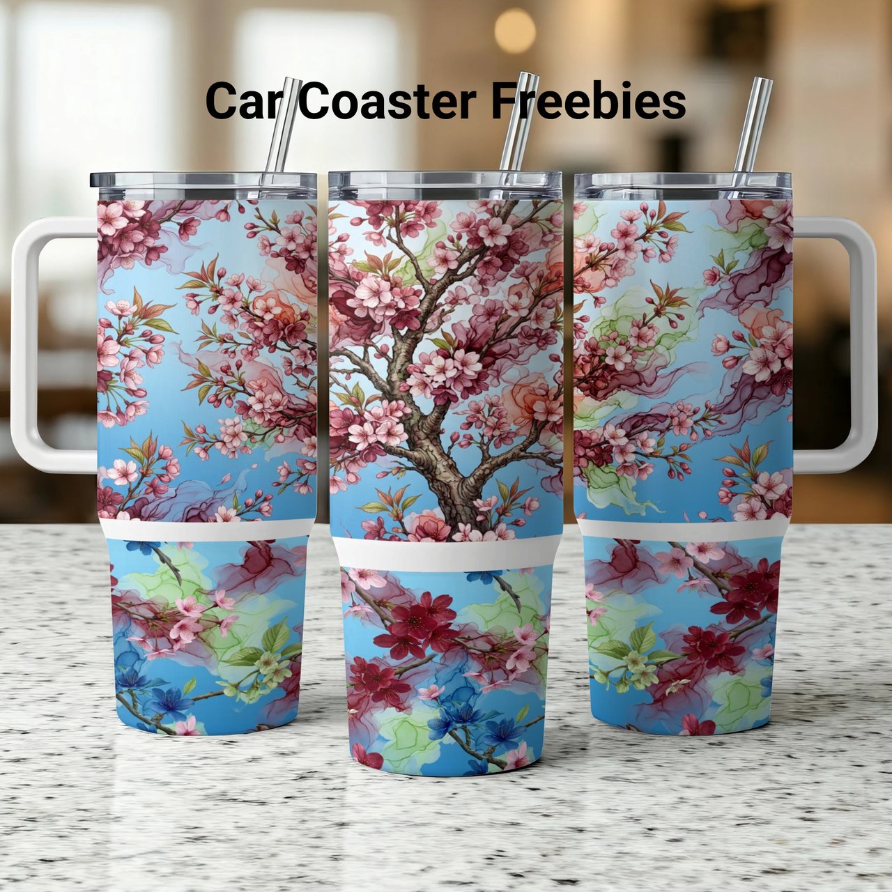 40oz Cherry Blossom Tumbler Wrap PNG | Sakura Floral Sublimation Design | Spring Aesthetic Digital Download for Women & Crafters