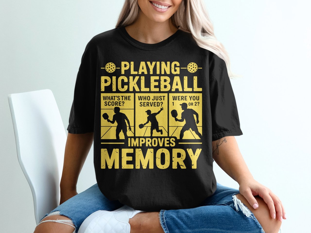 Pickleball Comfort Colors Shirt, Playing Pickleball Improves Memory, Funny Vintage Graphic Tee Shirt