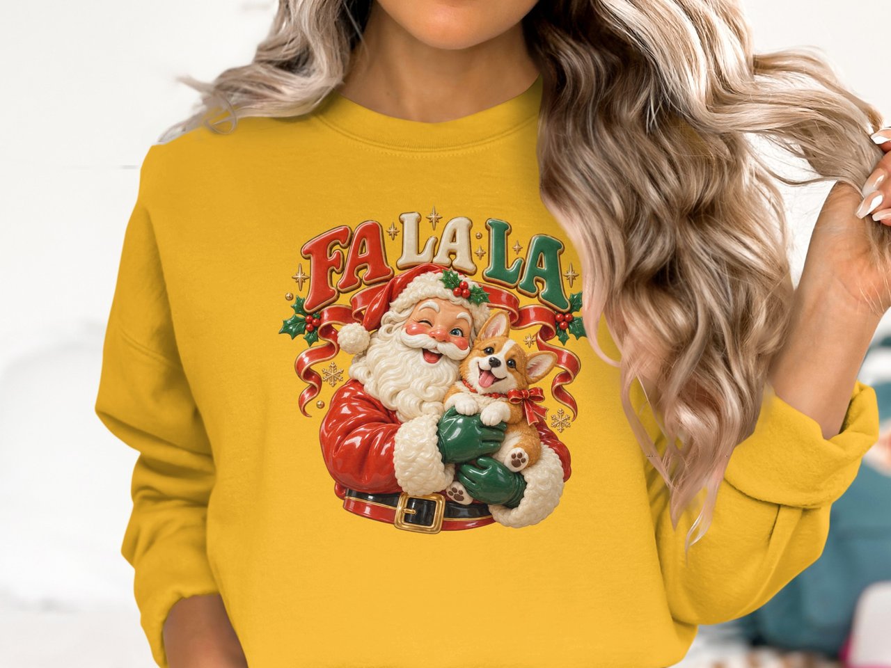 Fa La La Santa Corgi Tee