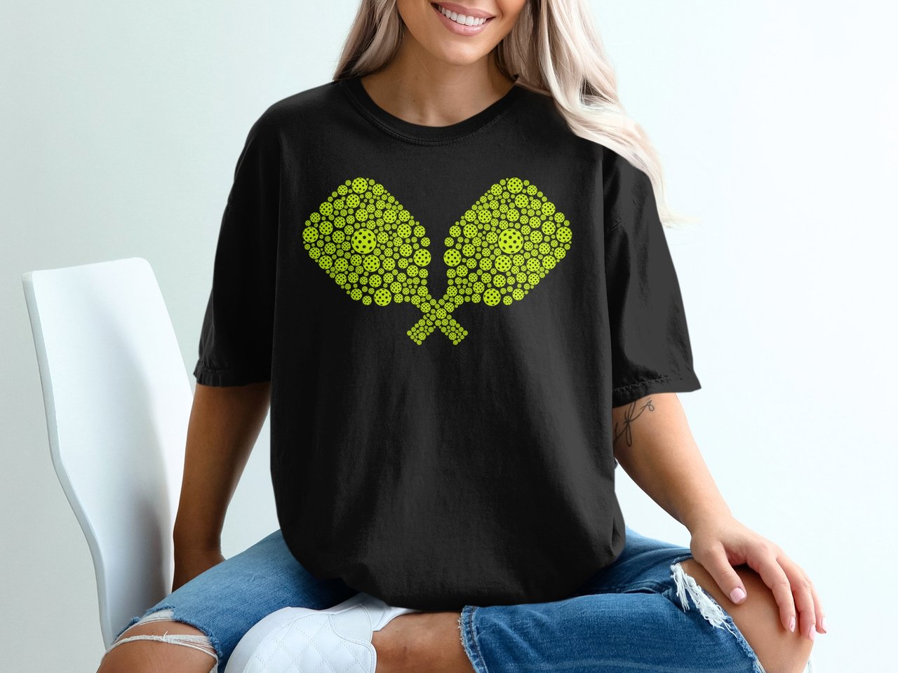 Pickleball Comfort Colors Shirt, Crossed Paddles Ball Mosaic Art, Vintage Graphic Tee